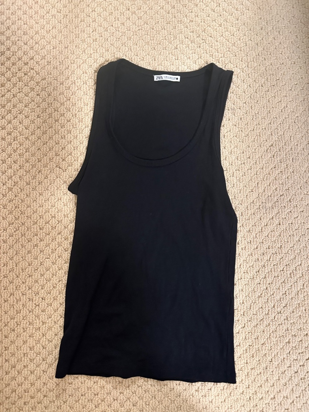 Zara Black Ribbed Sleeveless Tank